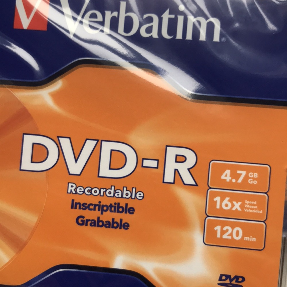 Verbatim recordable DVDs.